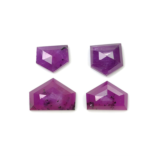 purple ruby uneven shape step cut