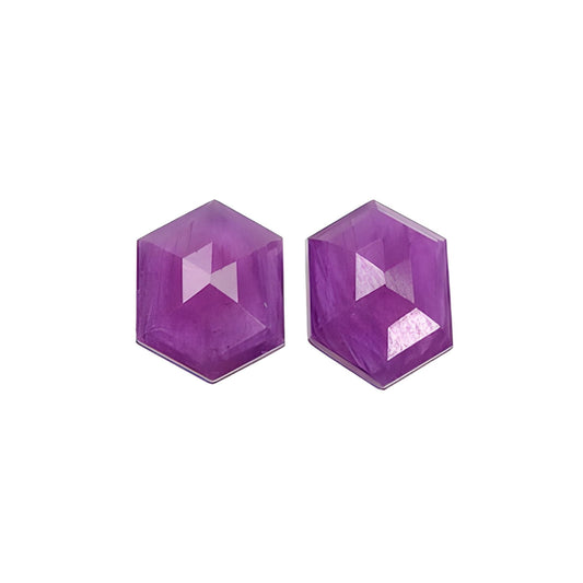 ruby hexagon shape faceted cut