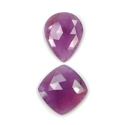 sapphire cushion, pear shape rose cut