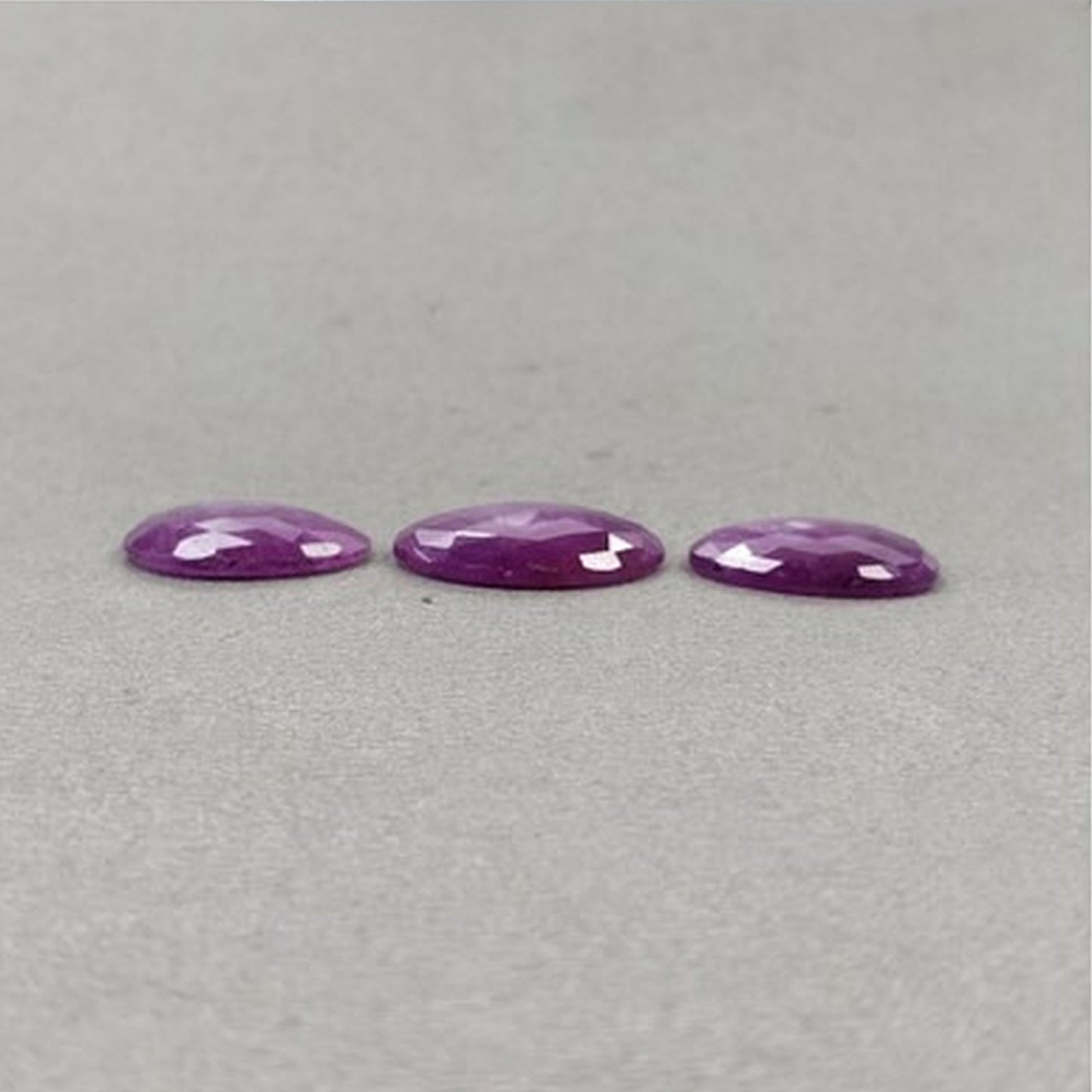 35.90cts Natural Untreated Raspberry Purple Ruby Gemstone Rose Cut Egg Shape 3pcs