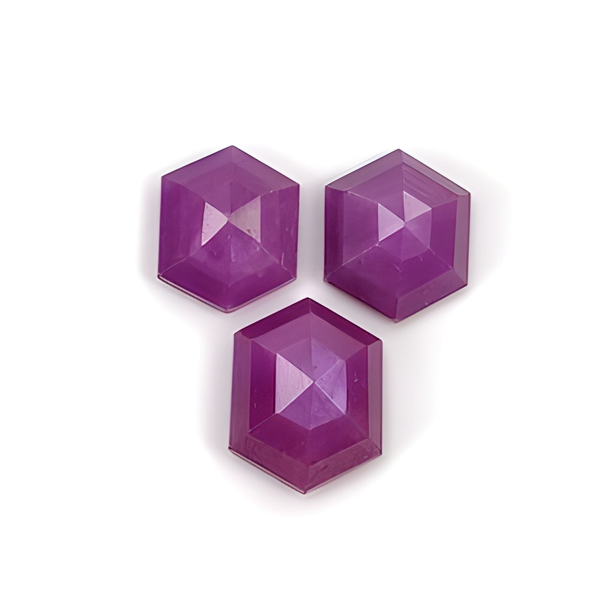 ruby hexagon shape faceted cut