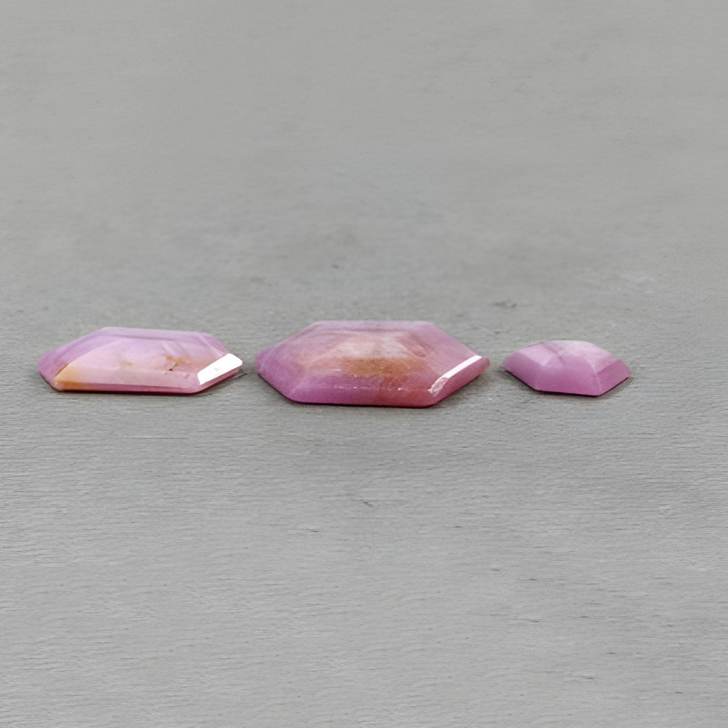 22.60cts Natural Untreated Raspberry Sapphire Gemstone Faceted Cut Hexagon Shape 3pcs