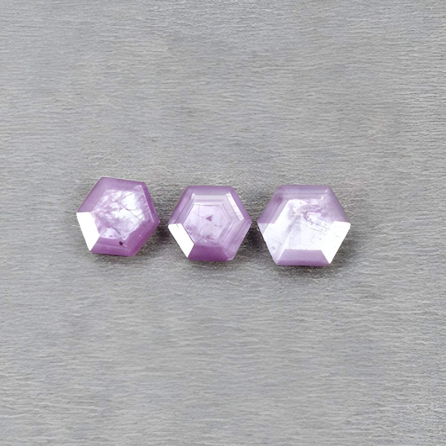 9.90cts Natural Untreated Raspberry Sapphire Gemstone Faceted Cut Hexagon Shape 3pcs