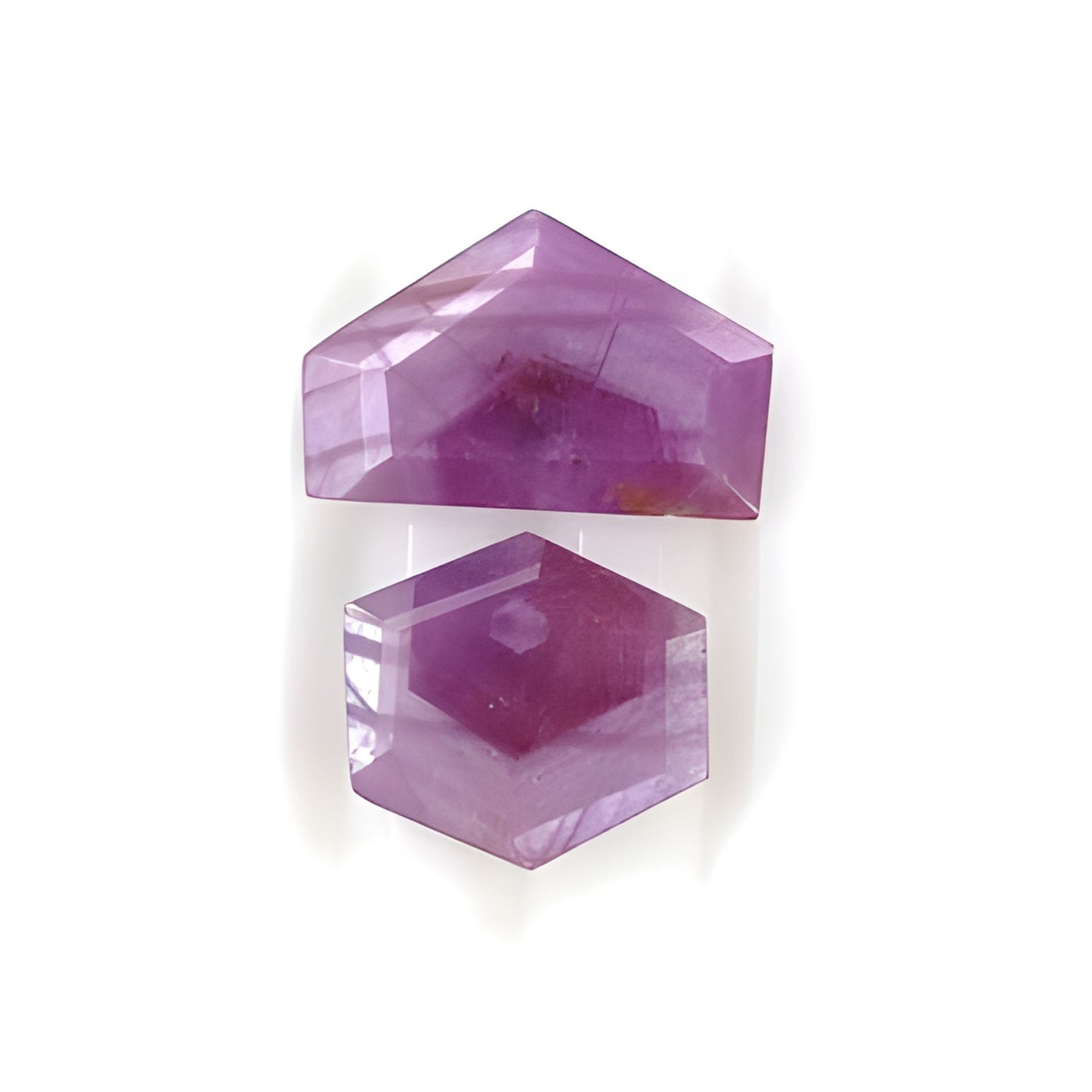 ruby hexagon shape faceted cut