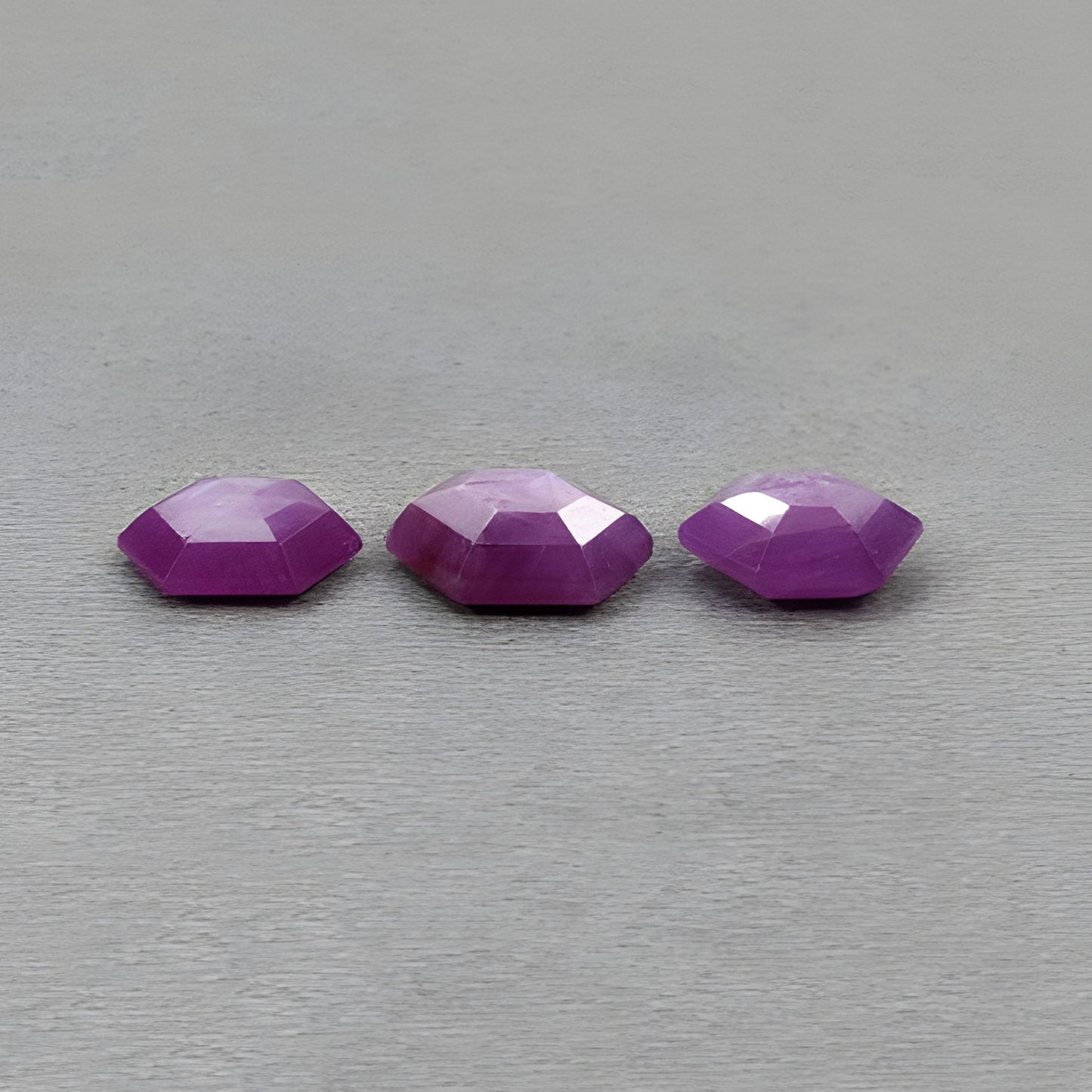 16.05cts Natural Untreated Raspberry Ruby Gemstone Faceted Cut Hexagon Shape 3pcs