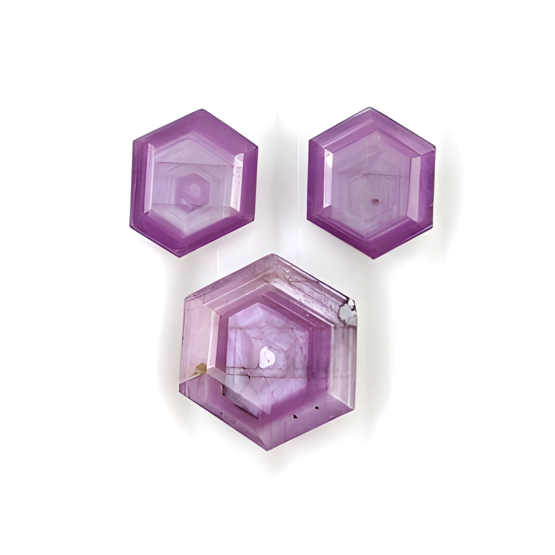 ruby hexagon shape faceted cut