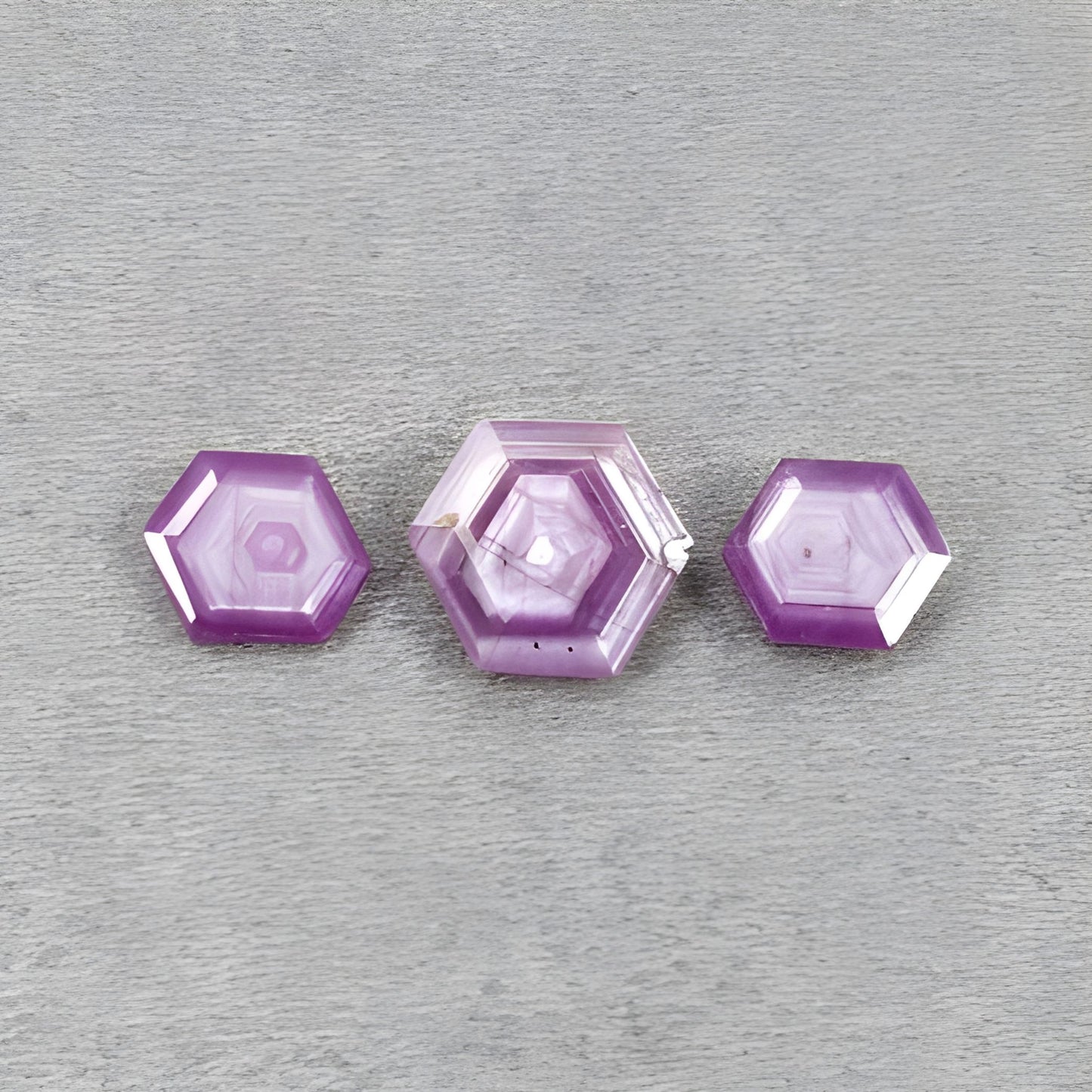 18.35cts Natural Untreated Raspberry Ruby Gemstone Faceted Cut Hexagon Shape 3pcs