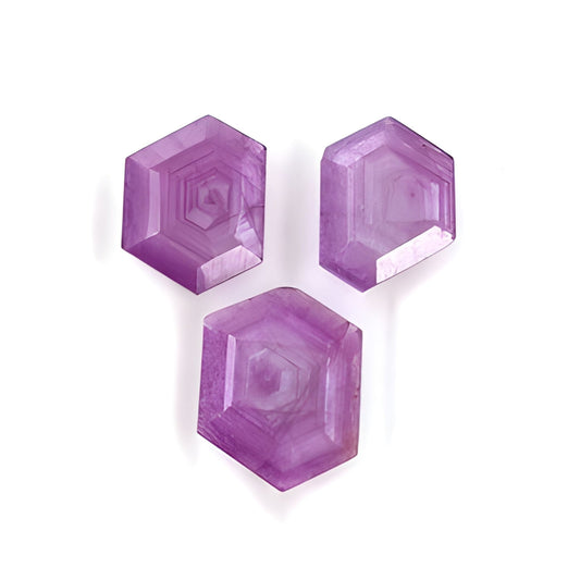 ruby hexagon shape faceted cut