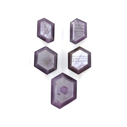 pink sapphire hexagon shape faceted cut