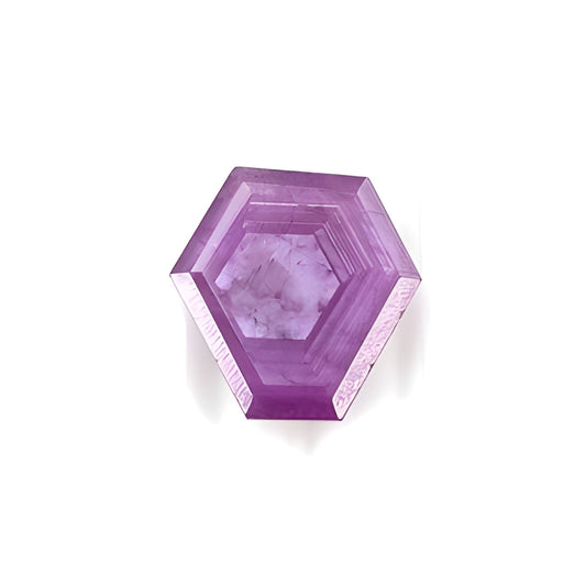 ruby hexagon shape faceted cut