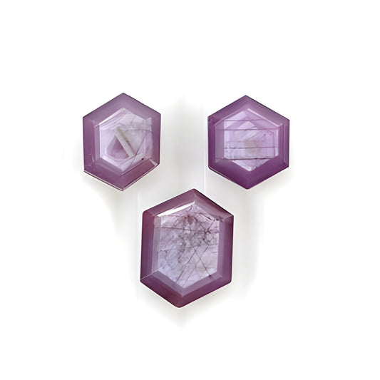 Raspberry Sapphire Hexagon Shape Faceted Cut
