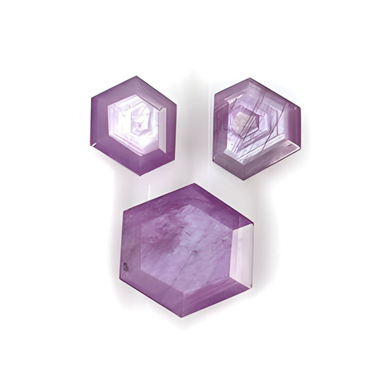 Raspberry Sapphire Hexagon Shape Faceted Cut
