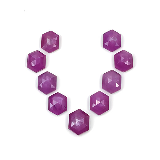 ruby rose cut hexagon shape