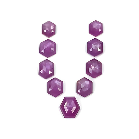 ruby hexagon shape rose cut