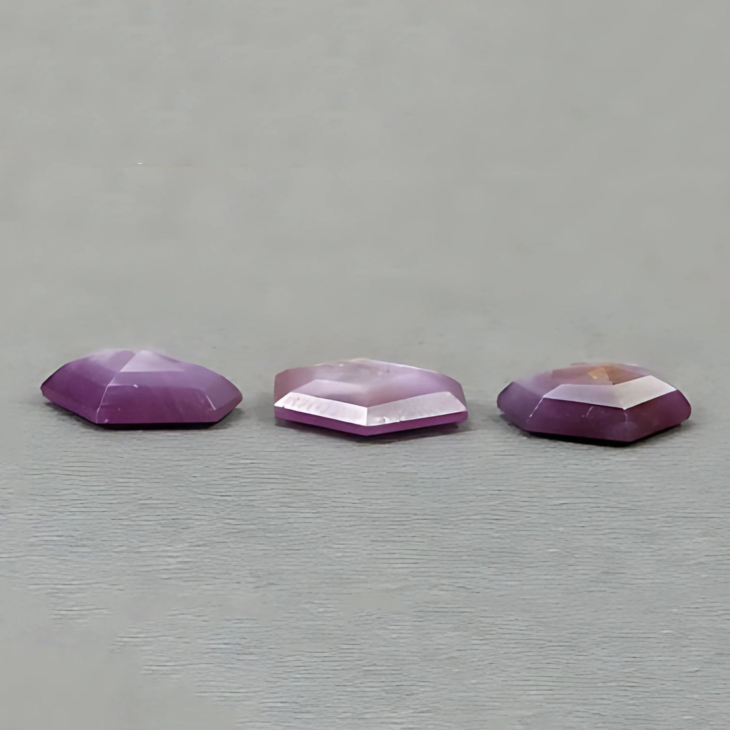 15.95cts Natural Untreated Raspberry Sapphire Gemstone Faceted Cut Hexagon Shape 3pcs