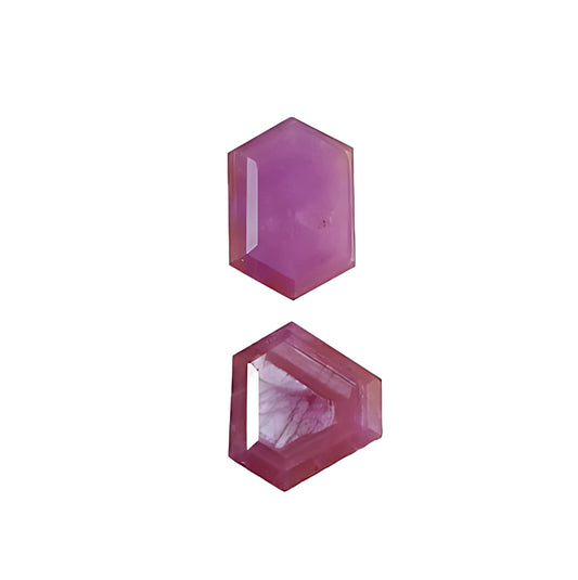 raspberry ruby hexagon shape faceted cut