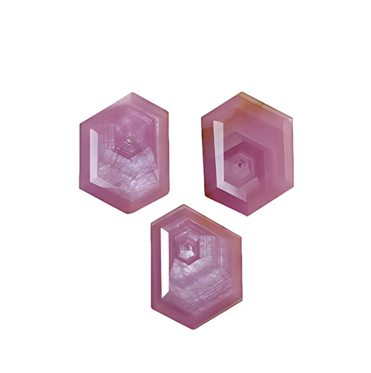 raspberry ruby hexagon shape faceted cut