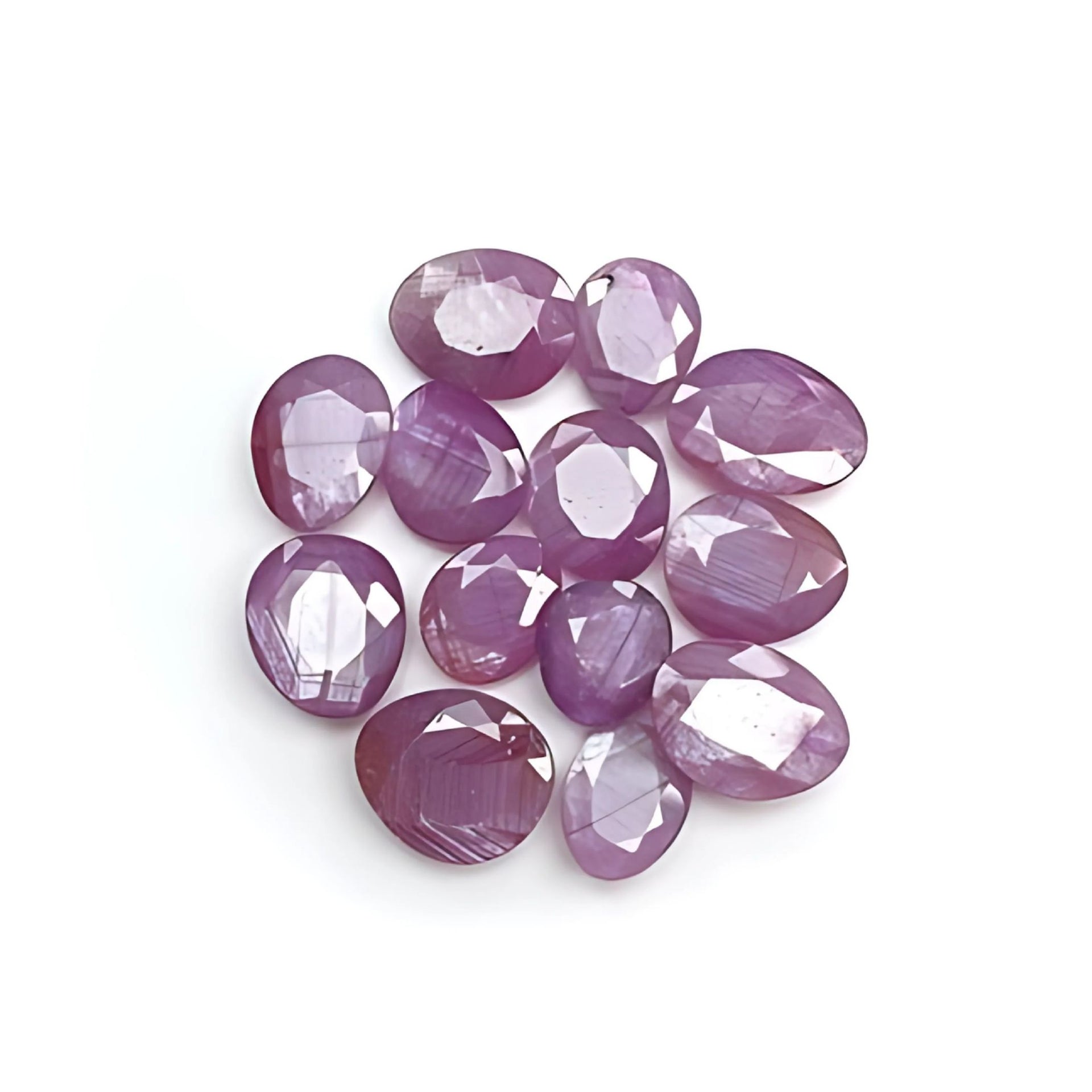 52.10cts Natural Untreated Raspberry Pink Sapphire Gemstone Egg Shape Faceted Cut 13pcs