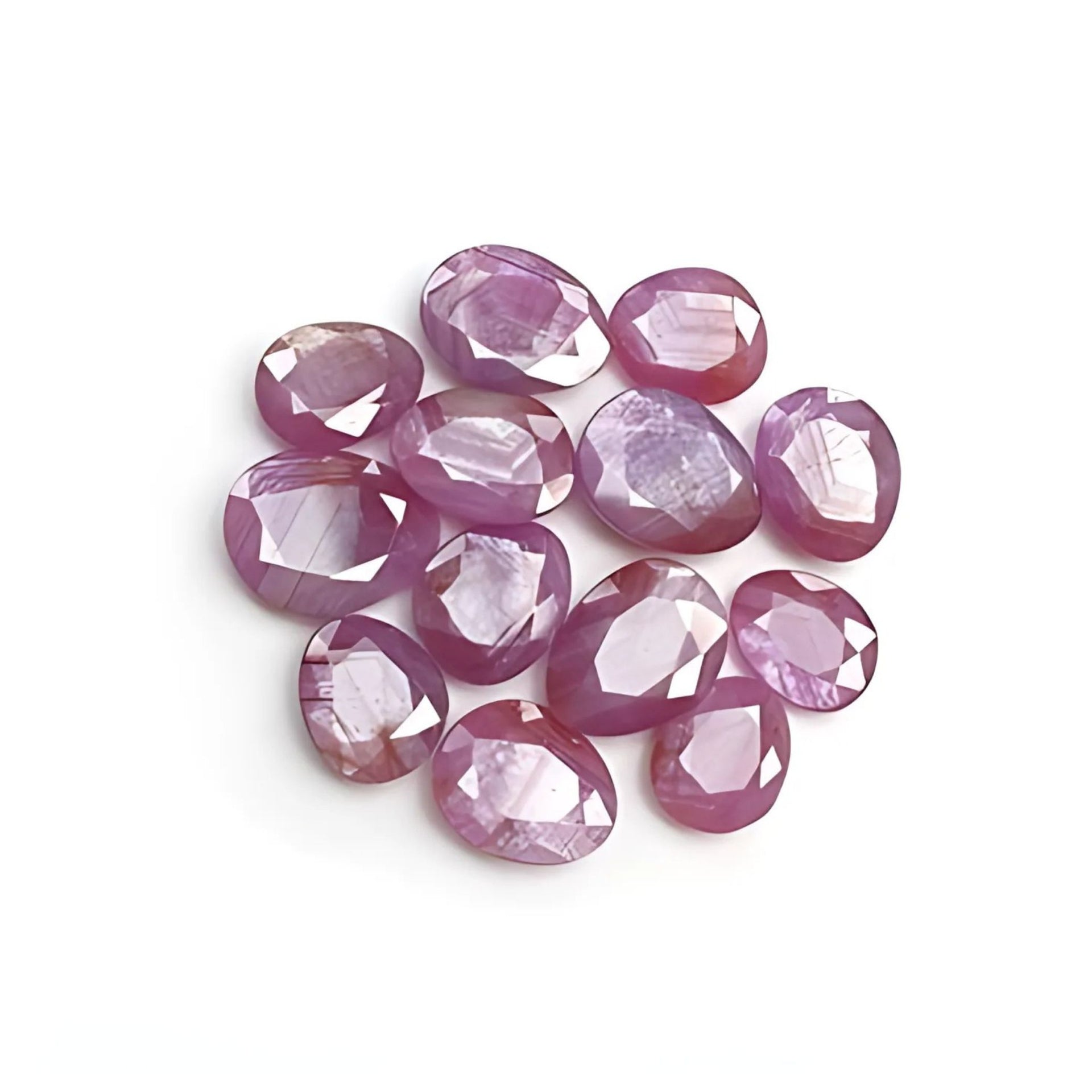 54.30cts Natural Untreated Raspberry Pink Sapphire Gemstone Egg Shape Faceted Cut 13pcs