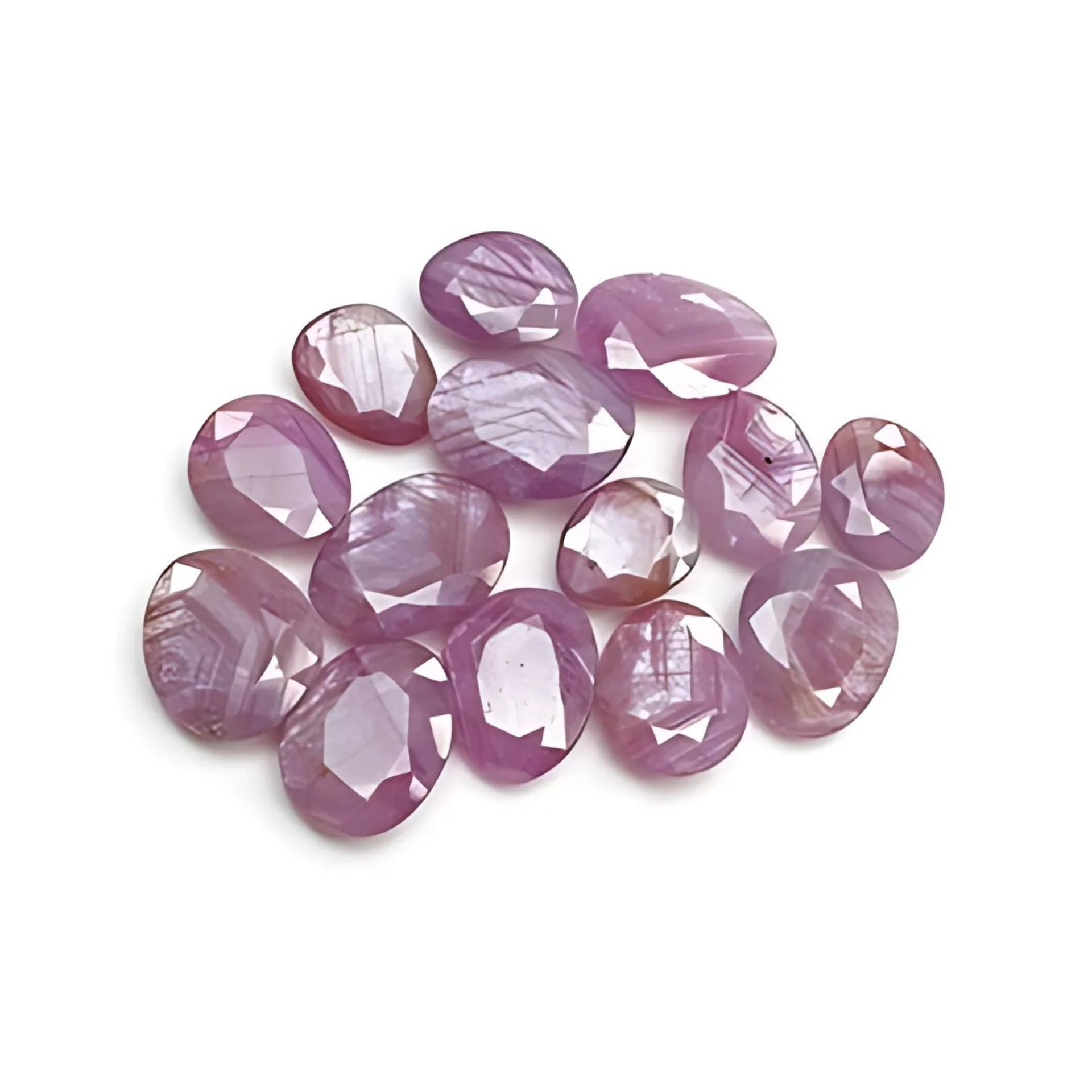 54.50cts Natural Untreated Raspberry Pink Sapphire Gemstone Egg Shape Faceted Cut 14pcs