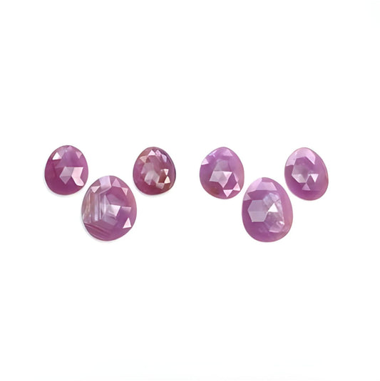 46.10cts Natural Untreated Raspberry Pink Sapphire Gemstone Egg Shape Rose Cut Slices 6pcs