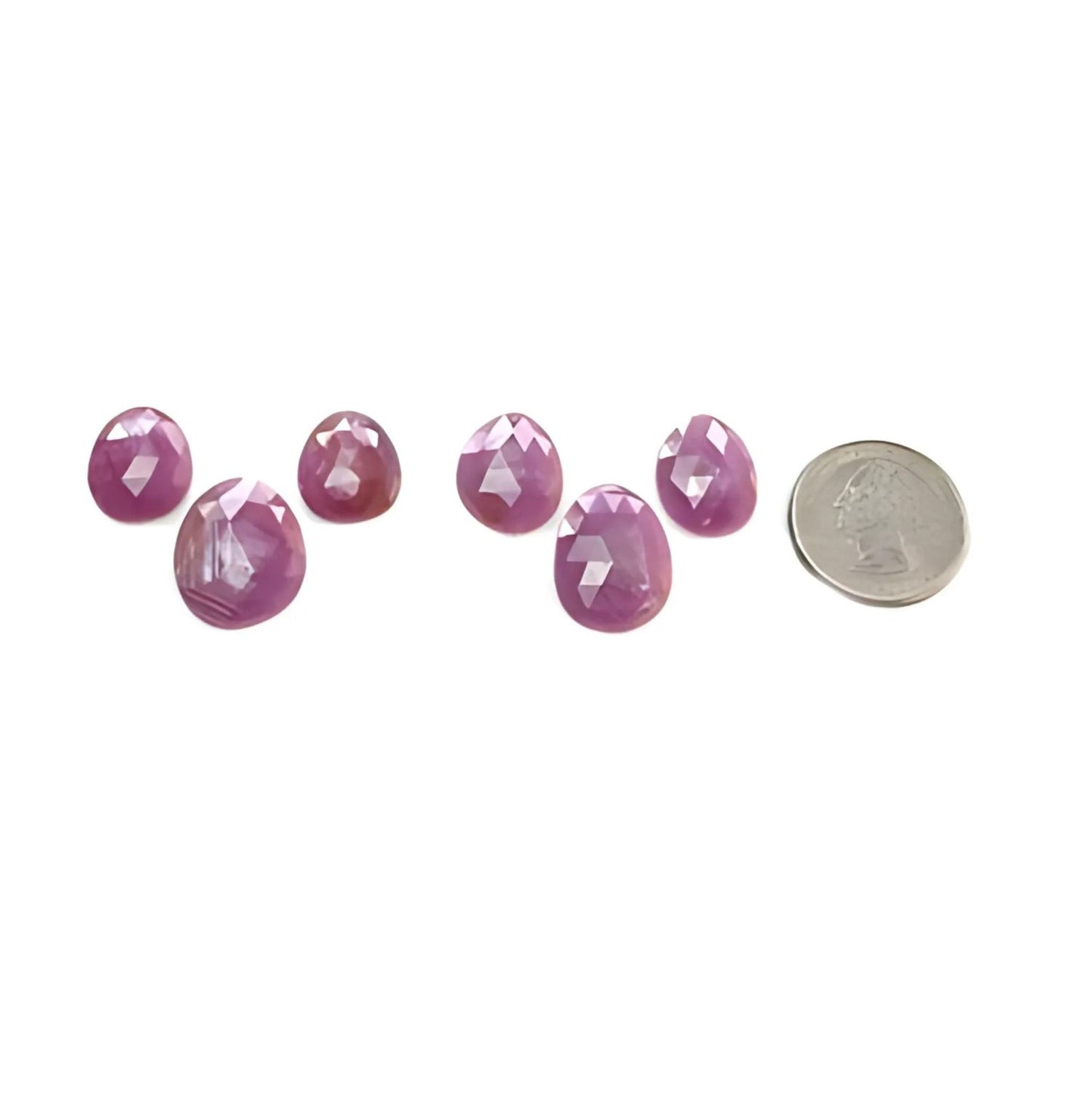 46.10cts Natural Untreated Raspberry Pink Sapphire Gemstone Egg Shape Rose Cut Slices 6pcs
