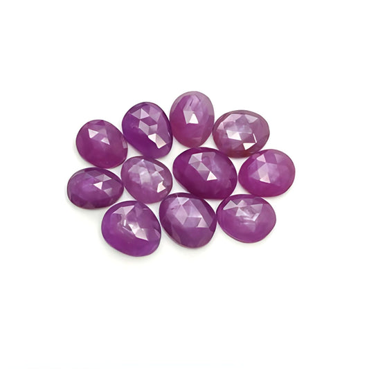 44.40cts Natural Untreated Raspberry Ruby Gemstone Egg Shape Rose Cut Slices 11pcs