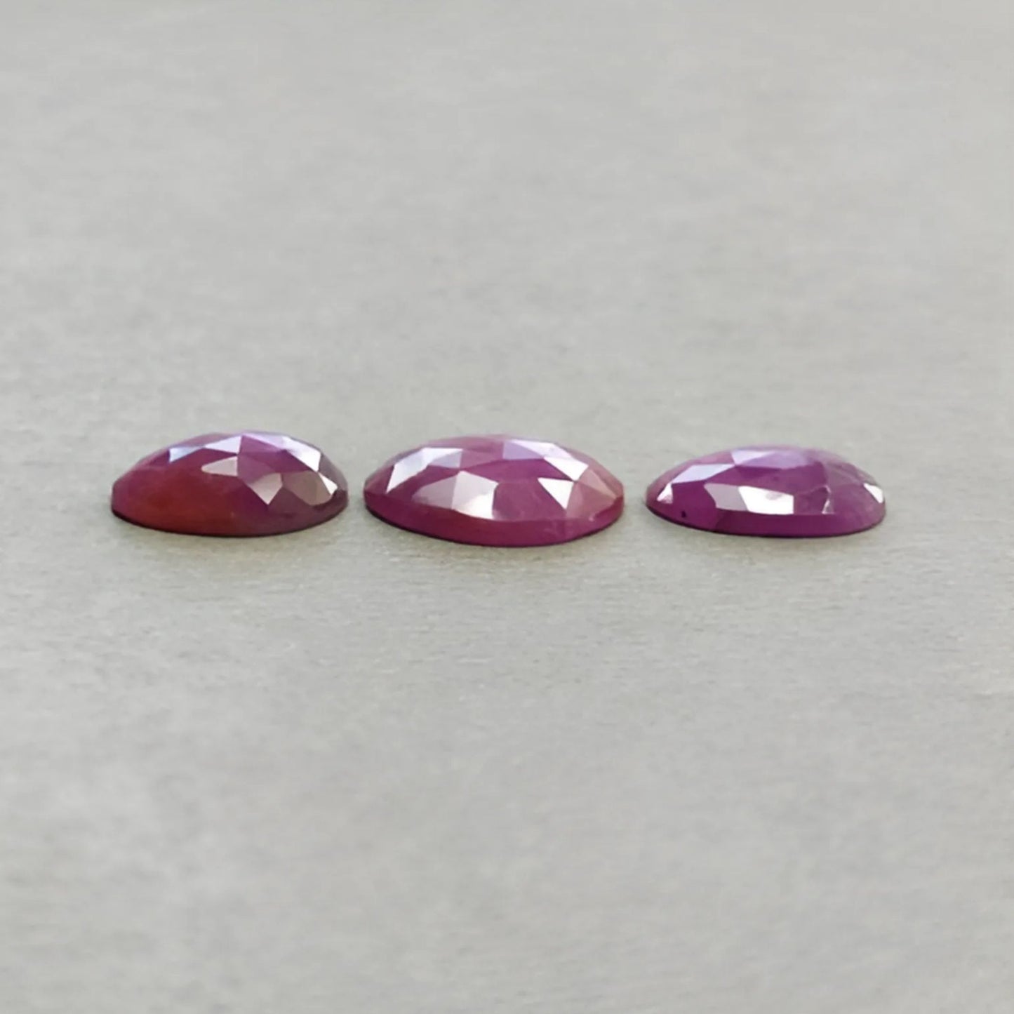 21.70cts Natural Untreated Raspberry Pink Sapphire Gemstone Egg Shape Rose Cut Slices 3pcs