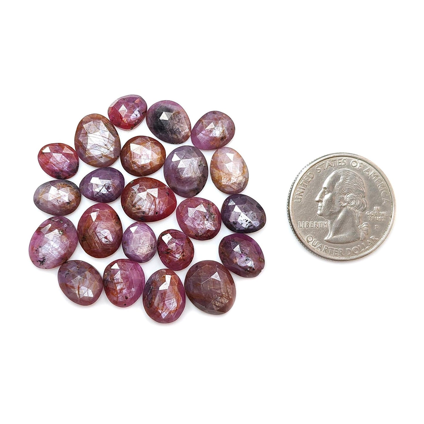 Raspberry Pink Sapphire Gemstone Rose Cut Slices: 74.20cts Natural Untreated Sheen Sapphire Faceted Fancy Shape 9*7mm - 13*11mm 22pcs Lot