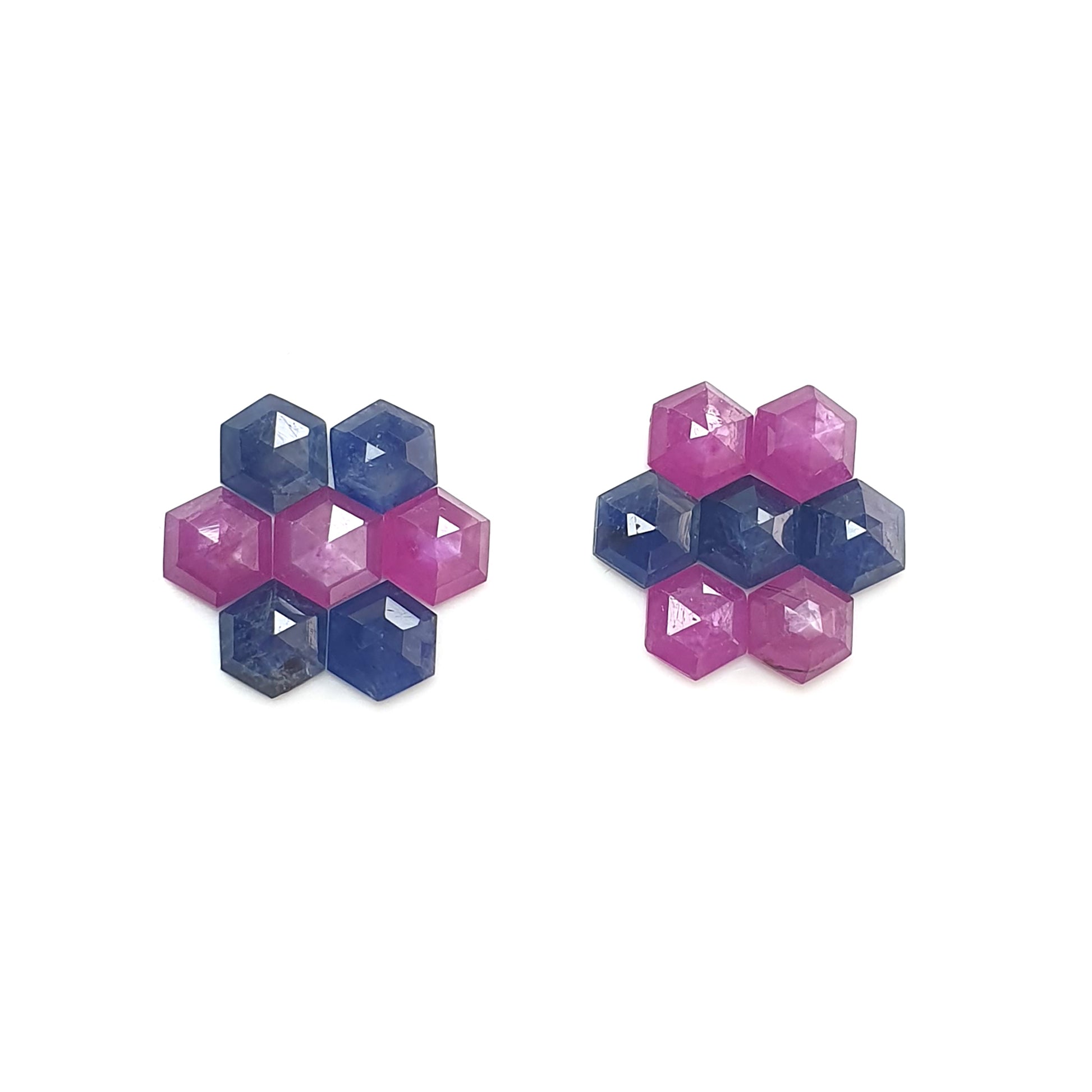 Multi-Saphir im Hexagon-Schliff