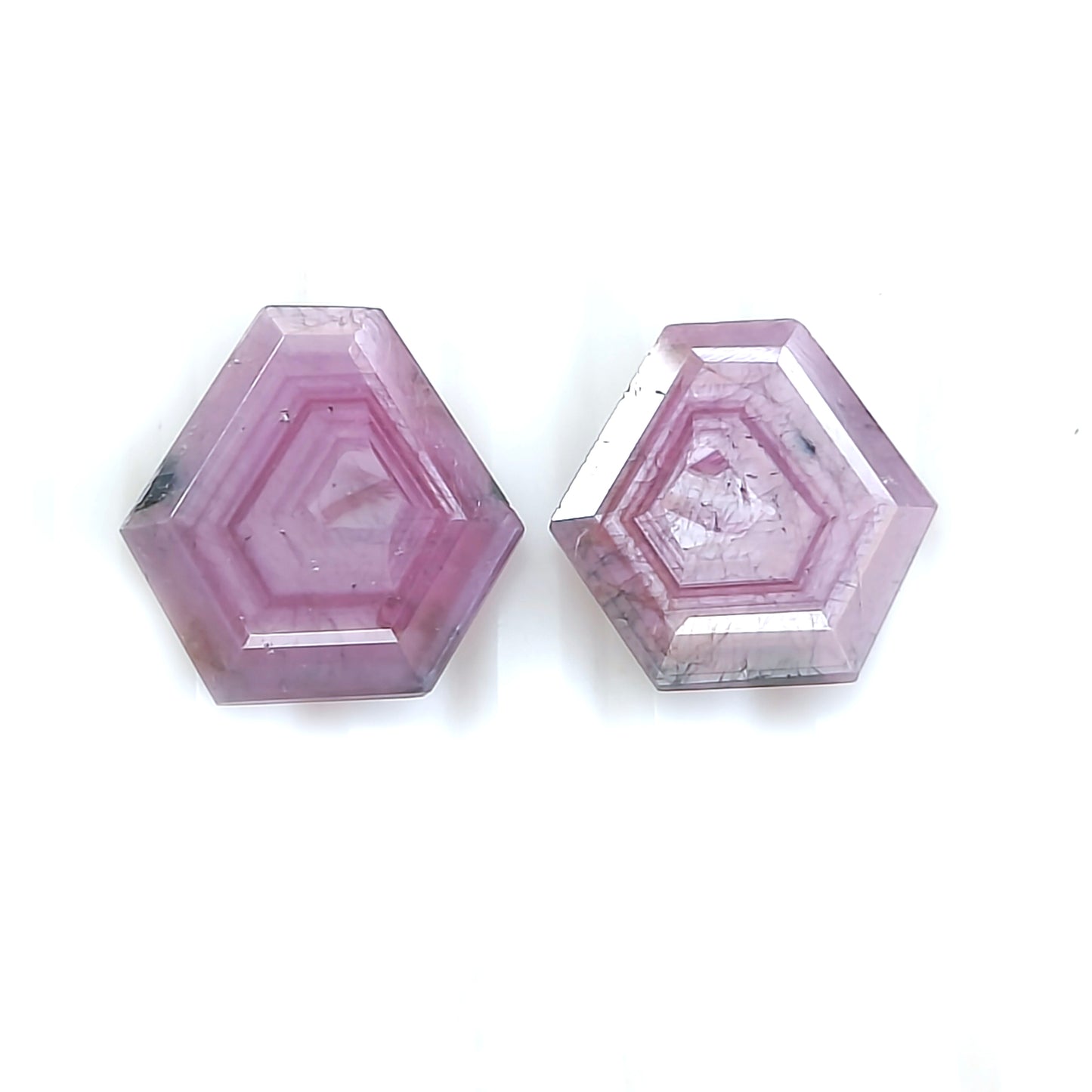 18.65cts Natural Untreated Pink Sapphire Gemstone Faceted Cut Hexagon Shape 2pcs