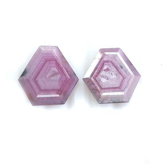 18.65cts Natural Untreated Pink Sapphire Gemstone Faceted Cut Hexagon Shape 2pcs