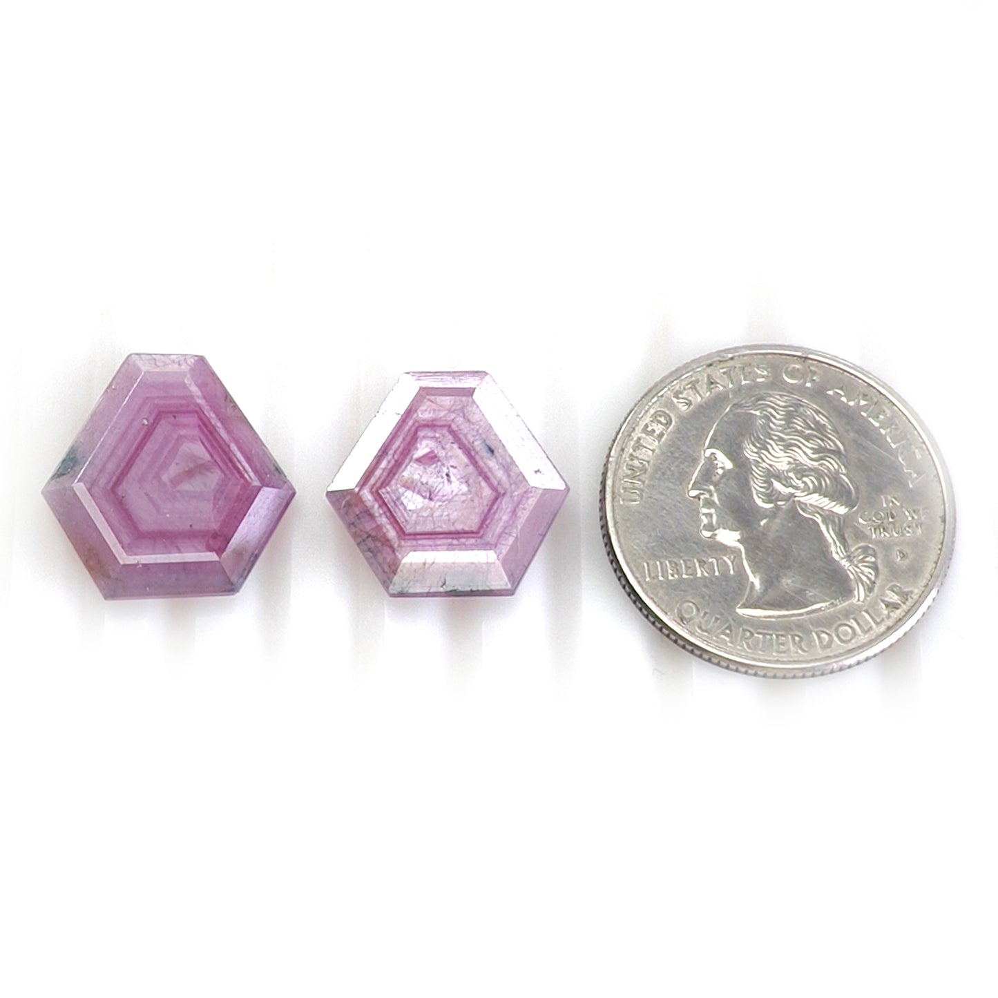 18.65cts Natural Untreated Pink Sapphire Gemstone Faceted Cut Hexagon Shape 2pcs