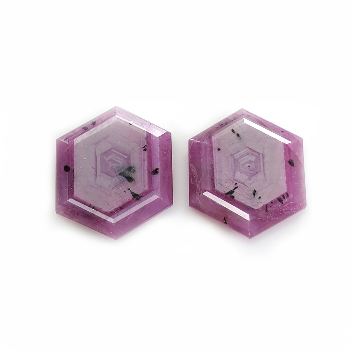 33.40cts Natural Untreated Pink Sapphire Gemstone Faceted Cut Hexagon Shape Pair