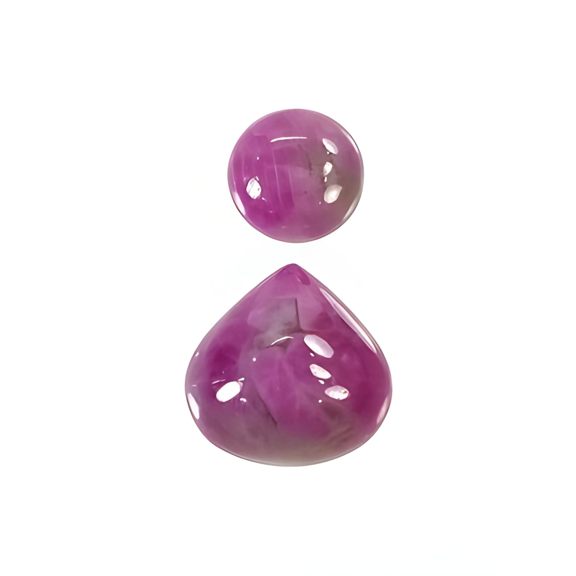 pink sapphire pear, round cabochon