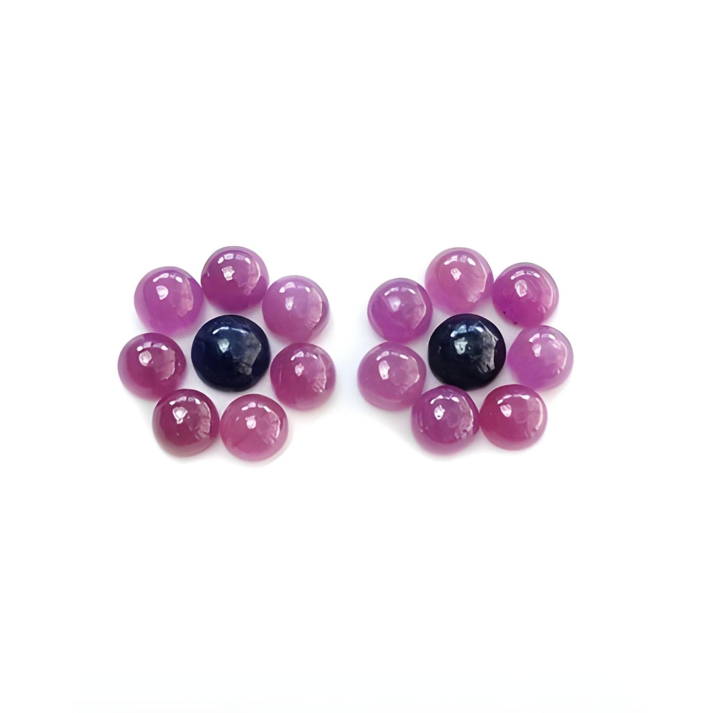 pink, blue sapphire round cabochon