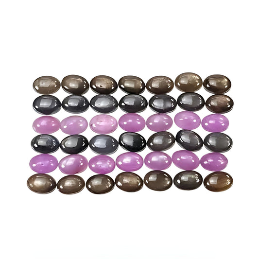 pink, silver sapphire oval cabochon