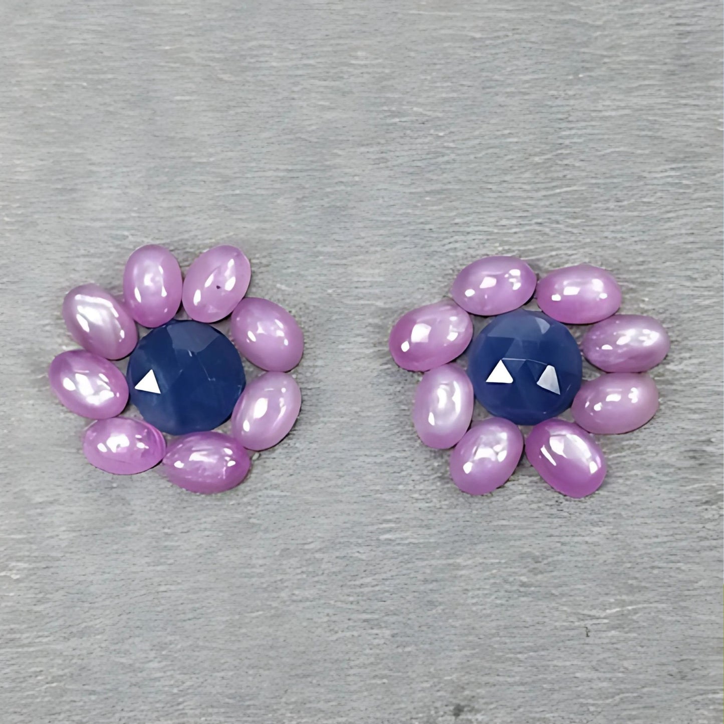 ピンク、ブルーサファイア オーバル、ラウンドカボション