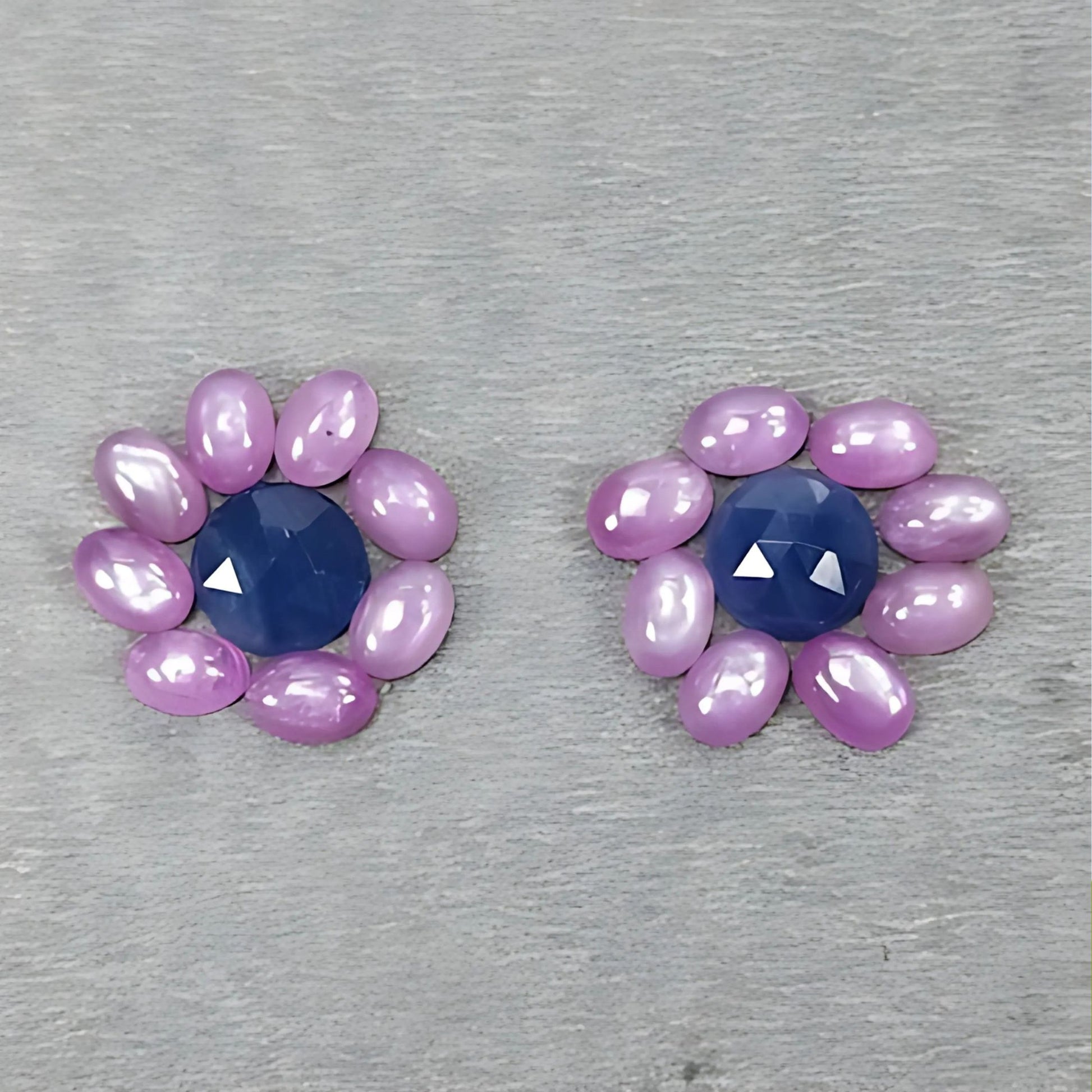 ピンク、ブルーサファイア オーバル、ラウンドカボション