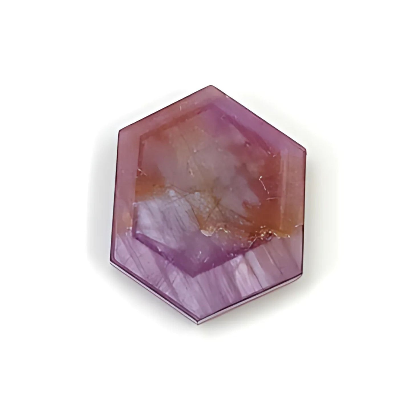 rosemary pink sapphire hexagon shape flat slices
