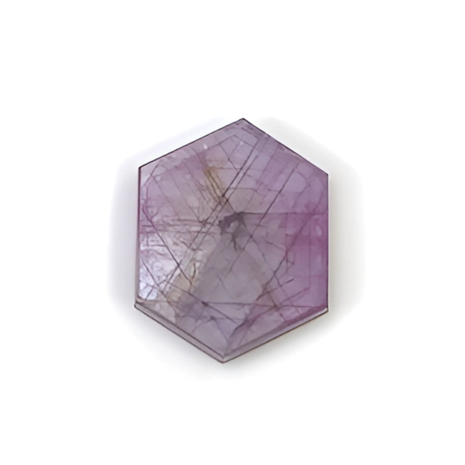 rosemary pink sapphire trapiche hexagon flat slices