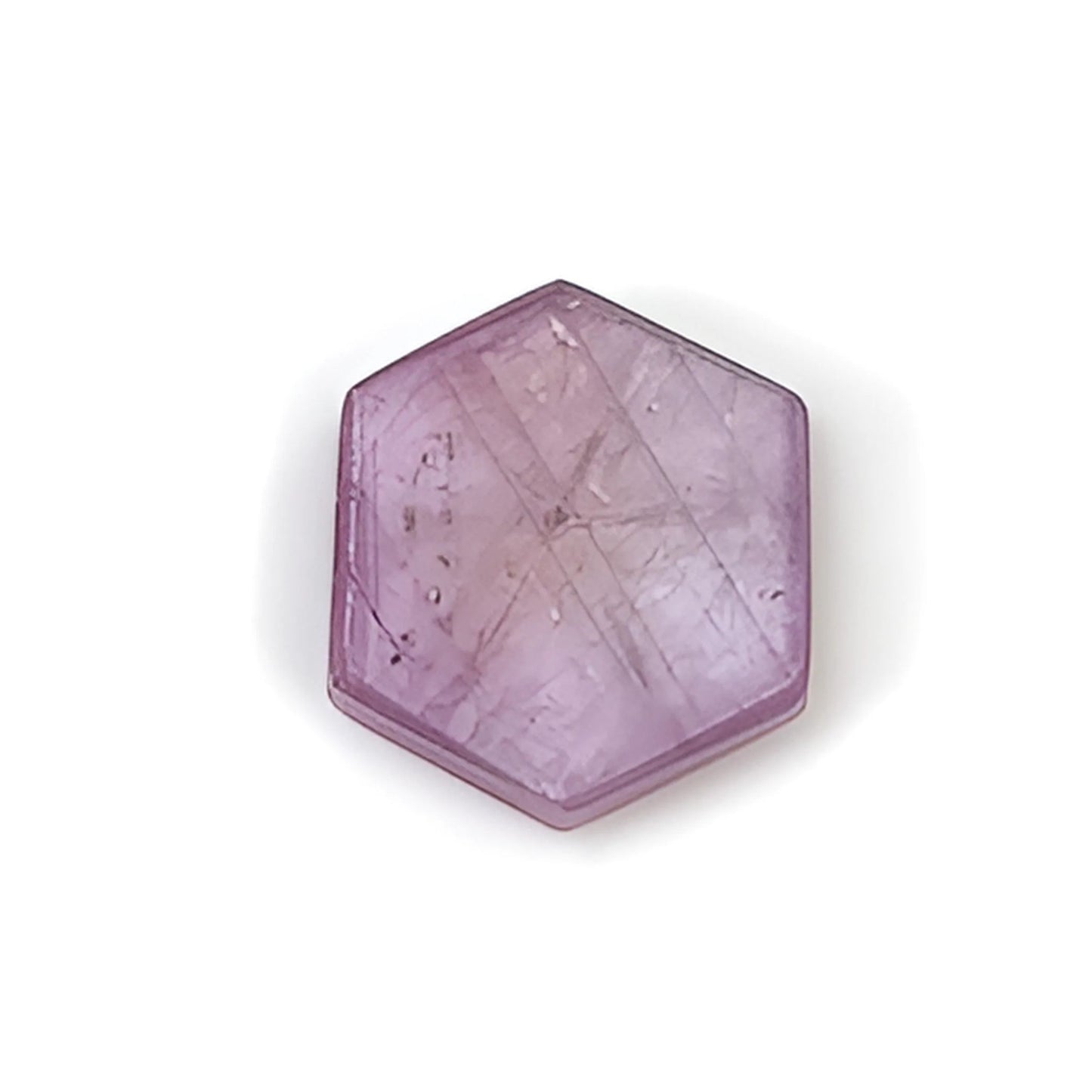 pink sapphire trapiche hexagon flat slices