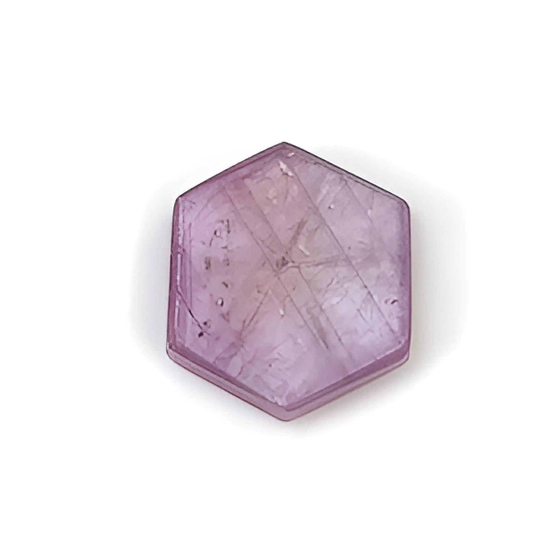 pink sapphire trapiche hexagon flat slices