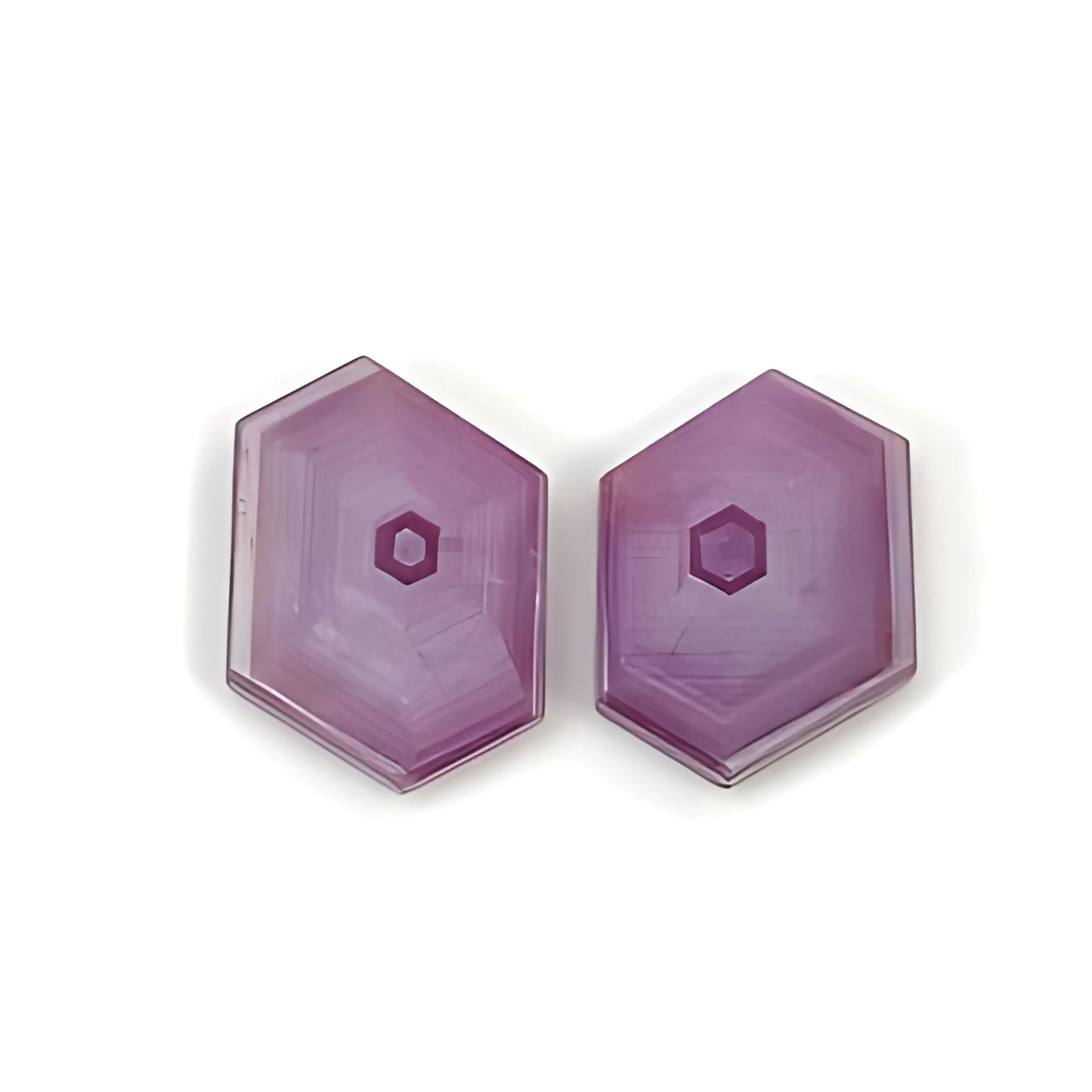 rosemary pink sapphire hexagon shape flat slices