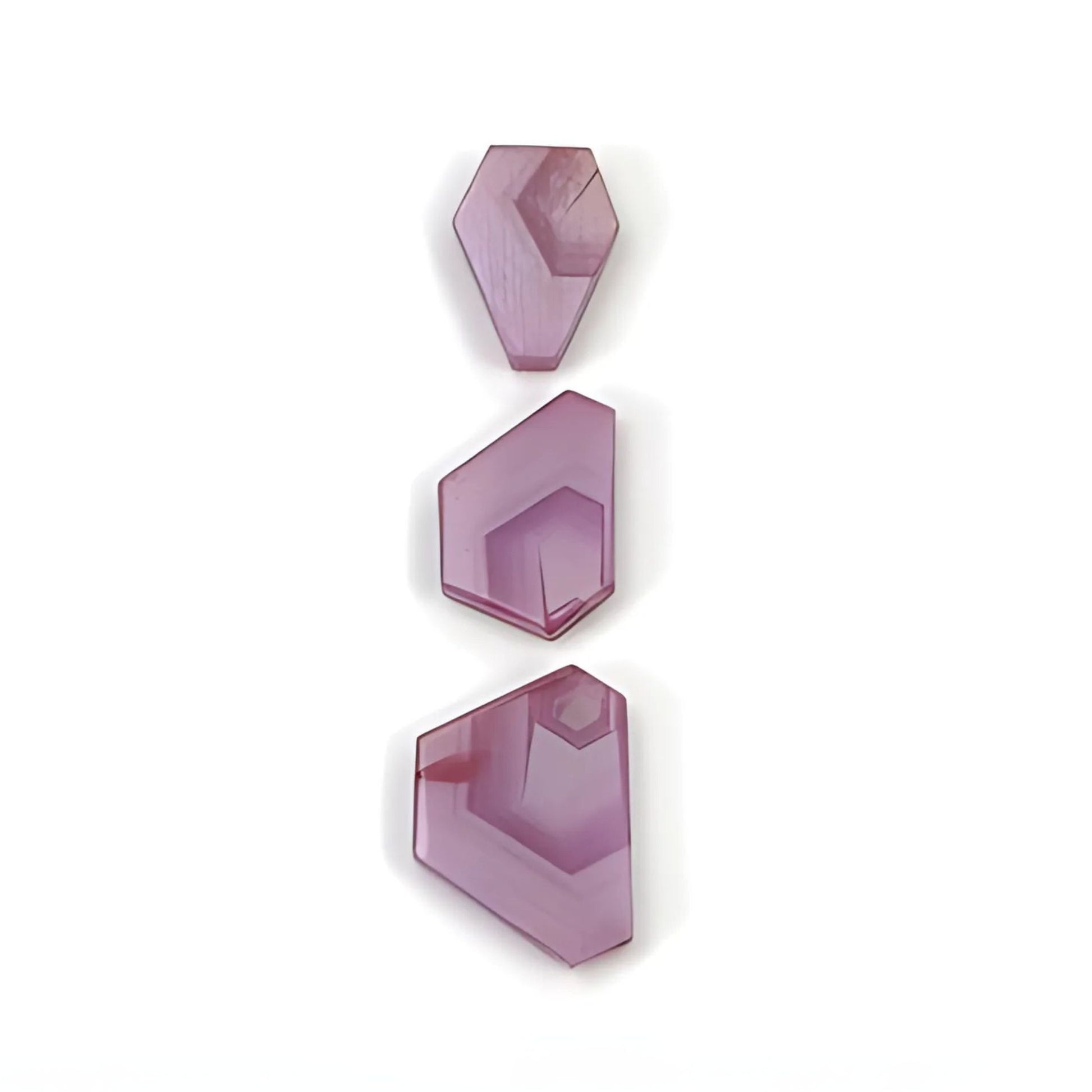 rosemary pink sapphire fancy shape fat slices