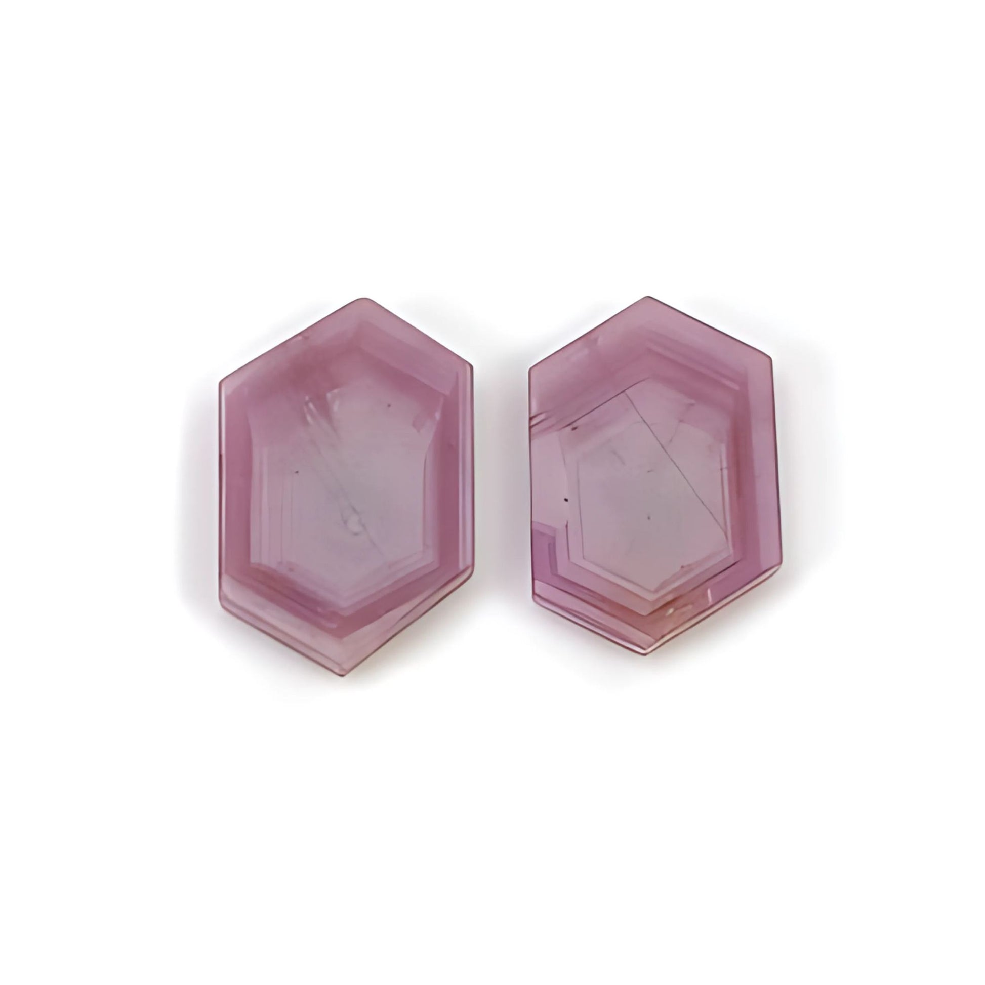 rosemary pink sapphire hexagon shape flaat slices