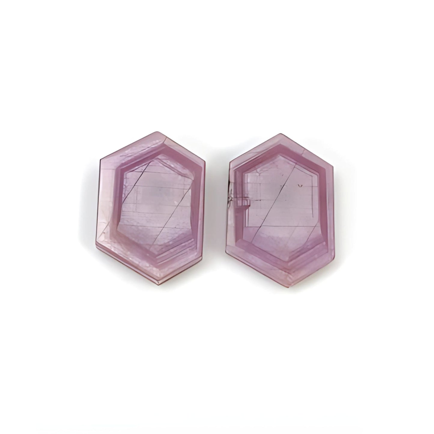 rosemary pink sapphire hexagon flat slices