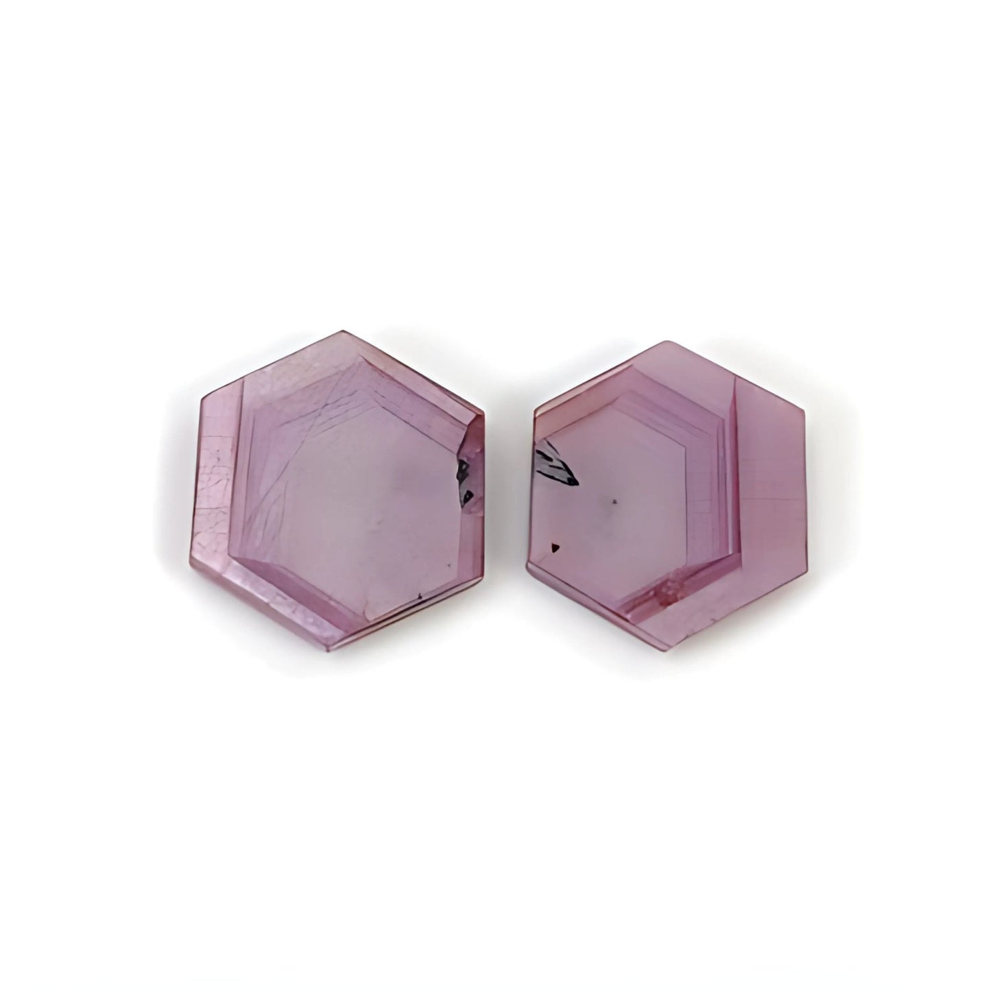 rosemary pink sapphire hexagon shape flat slices