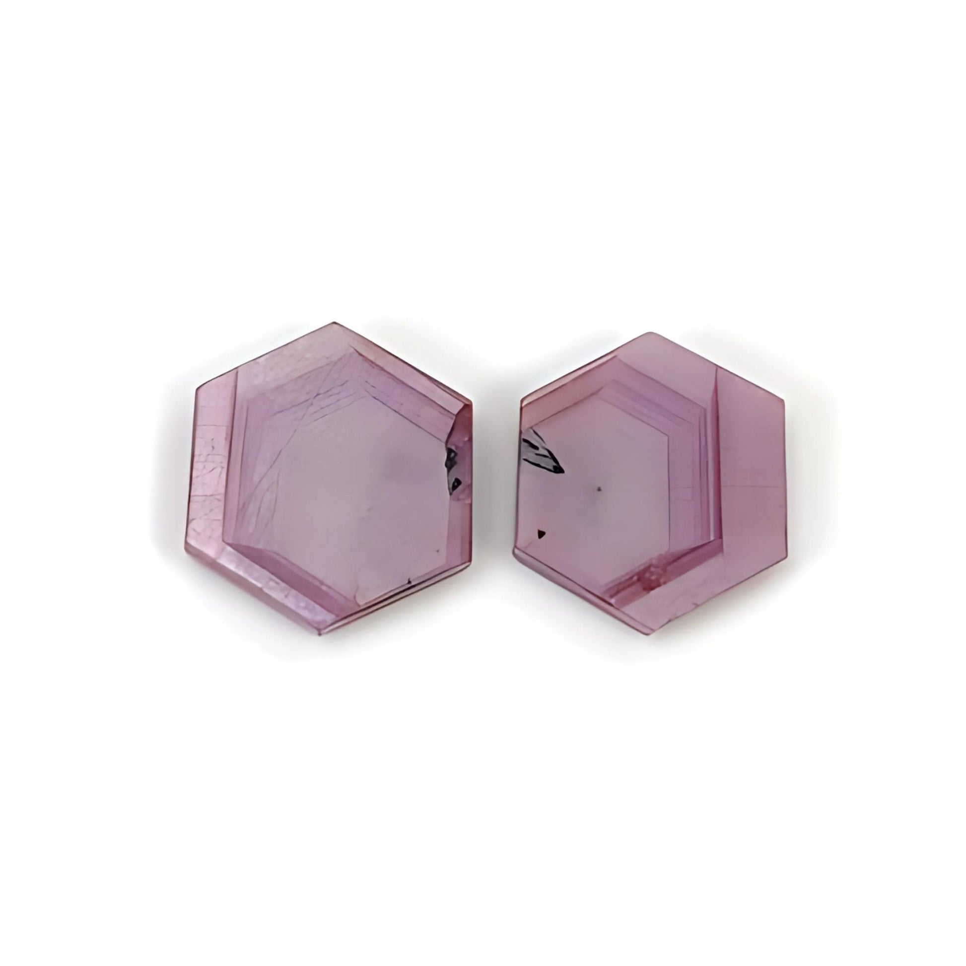 rosemary pink sapphire hexagon shape flat slices