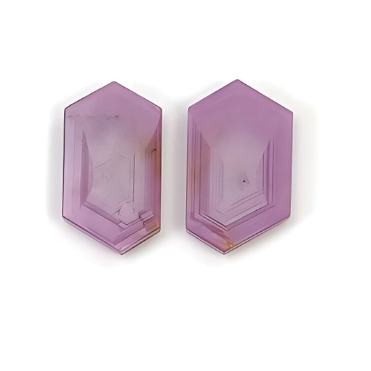 rosemary pink sapphire hexagon shaape flat slices